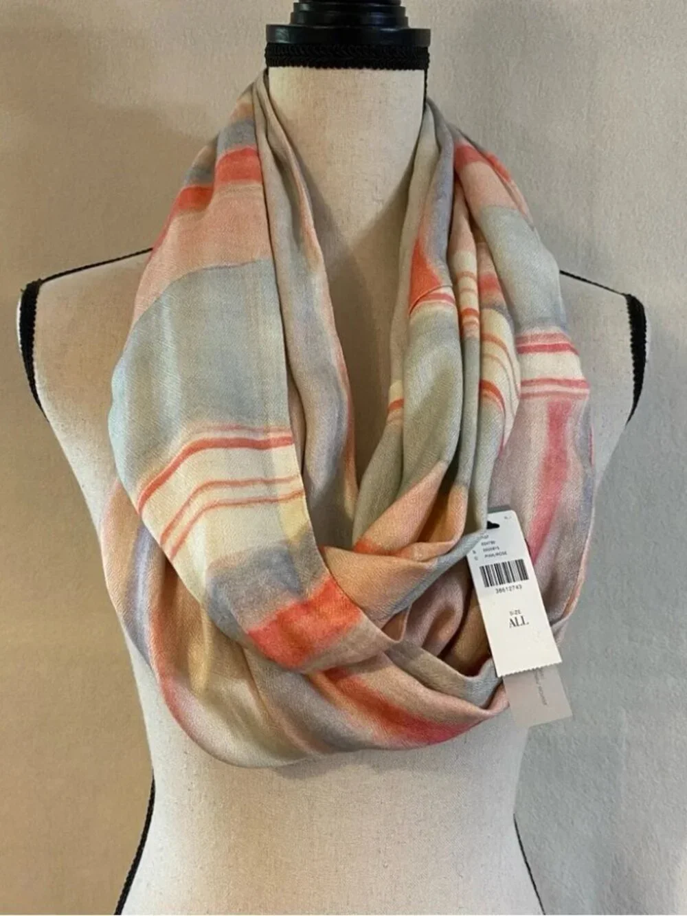 NWT Blank London Anthropologie pink striped Dawn to Dusk infinity scarf